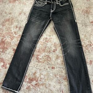 True Religion Black Jeans with White Accents